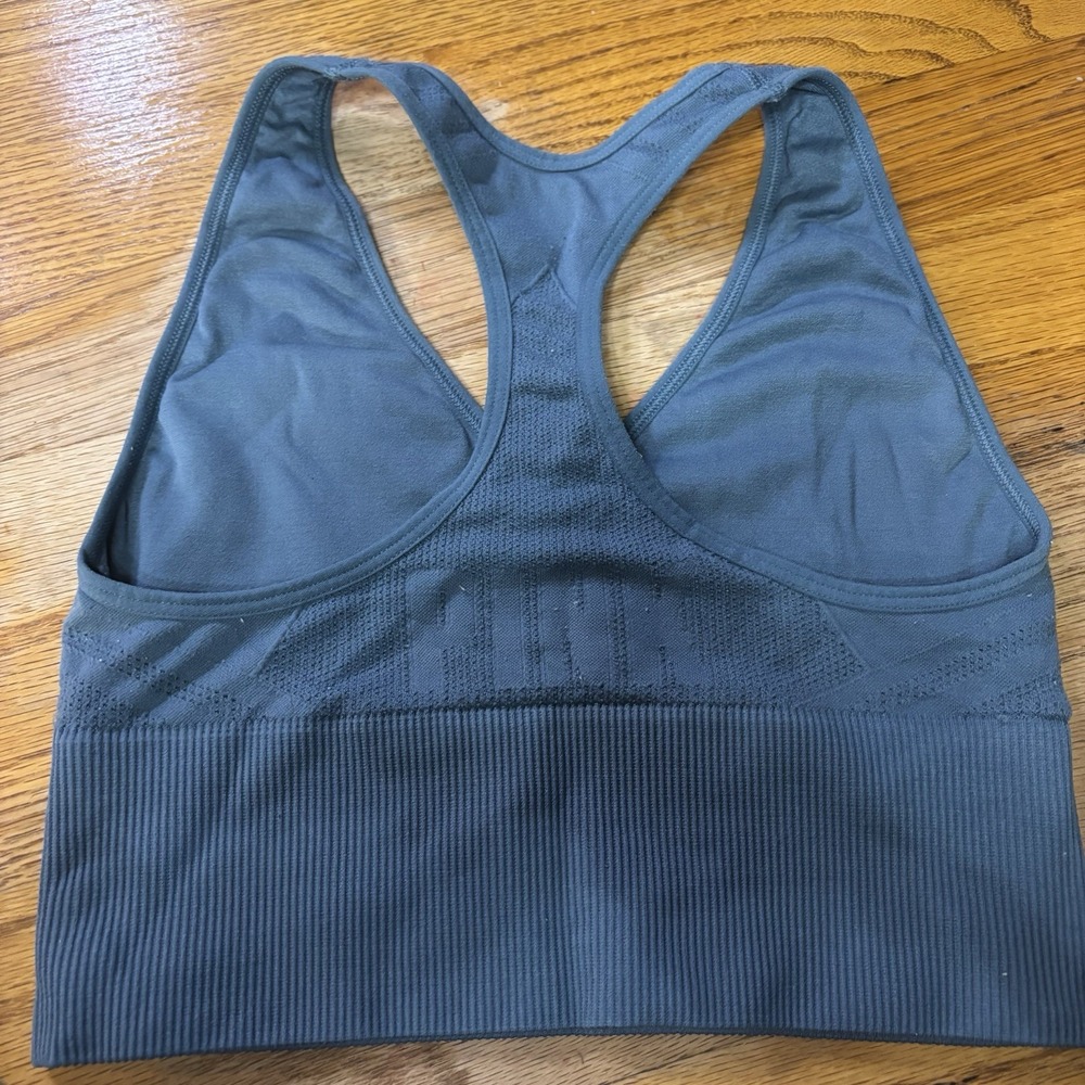 Pink Women's Athletic Sports Bra Razorback Ribbed Band‎ Blue Pink Logo Size S/M